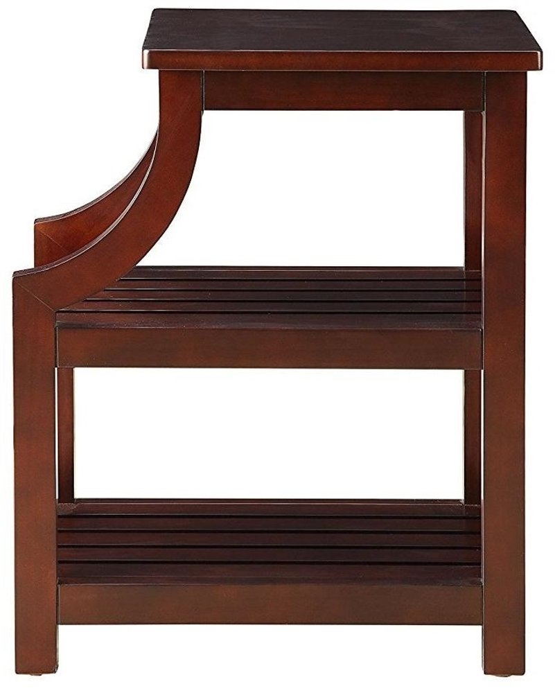 24" Brown Wood End Table With Two Shelves And USB Port HomeRoots