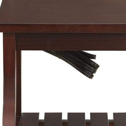 24" Brown Wood End Table With Two Shelves And USB Port HomeRoots
