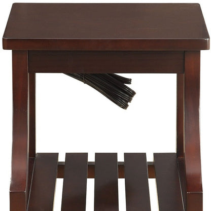 24" Brown Wood End Table With Two Shelves And USB Port HomeRoots