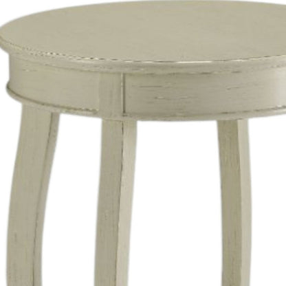 24" White Solid Wood Round End Table With Shelf HomeRoots