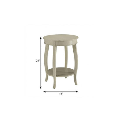 24" White Solid Wood Round End Table With Shelf HomeRoots