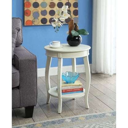 24" Brown Solid Wood Round End Table With Shelf HomeRoots