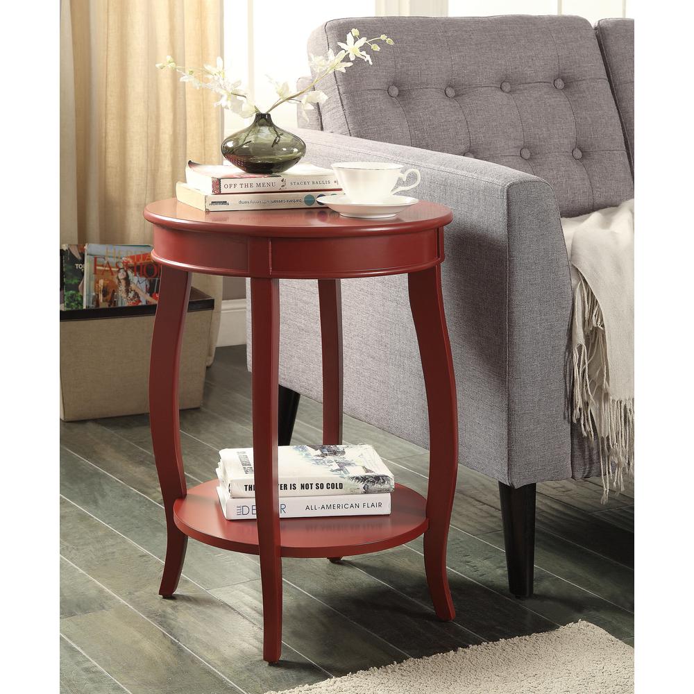 24" White Solid Wood Round End Table With Shelf