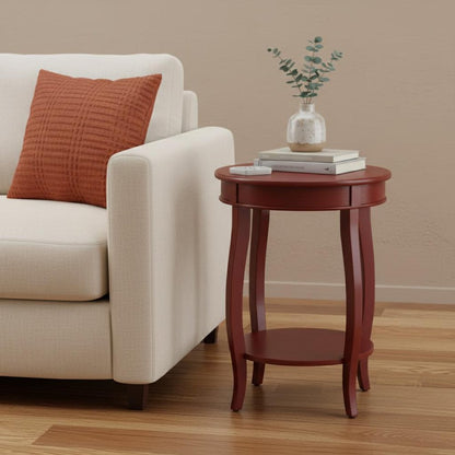 24" Brown Solid Wood Round End Table With Shelf HomeRoots