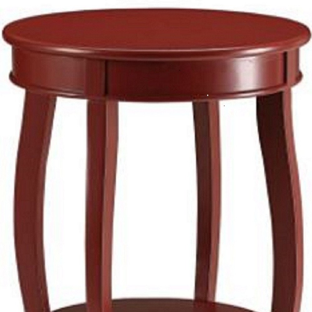 24" Brown Solid Wood Round End Table With Shelf HomeRoots