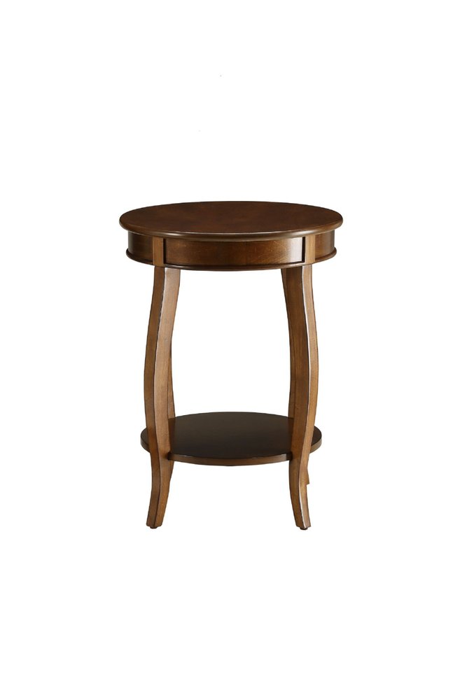 24" Brown Solid Wood Round End Table With Shelf HomeRoots