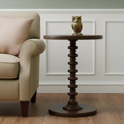 22" White Wood Round Curvy Pedestal End Table HomeRoots