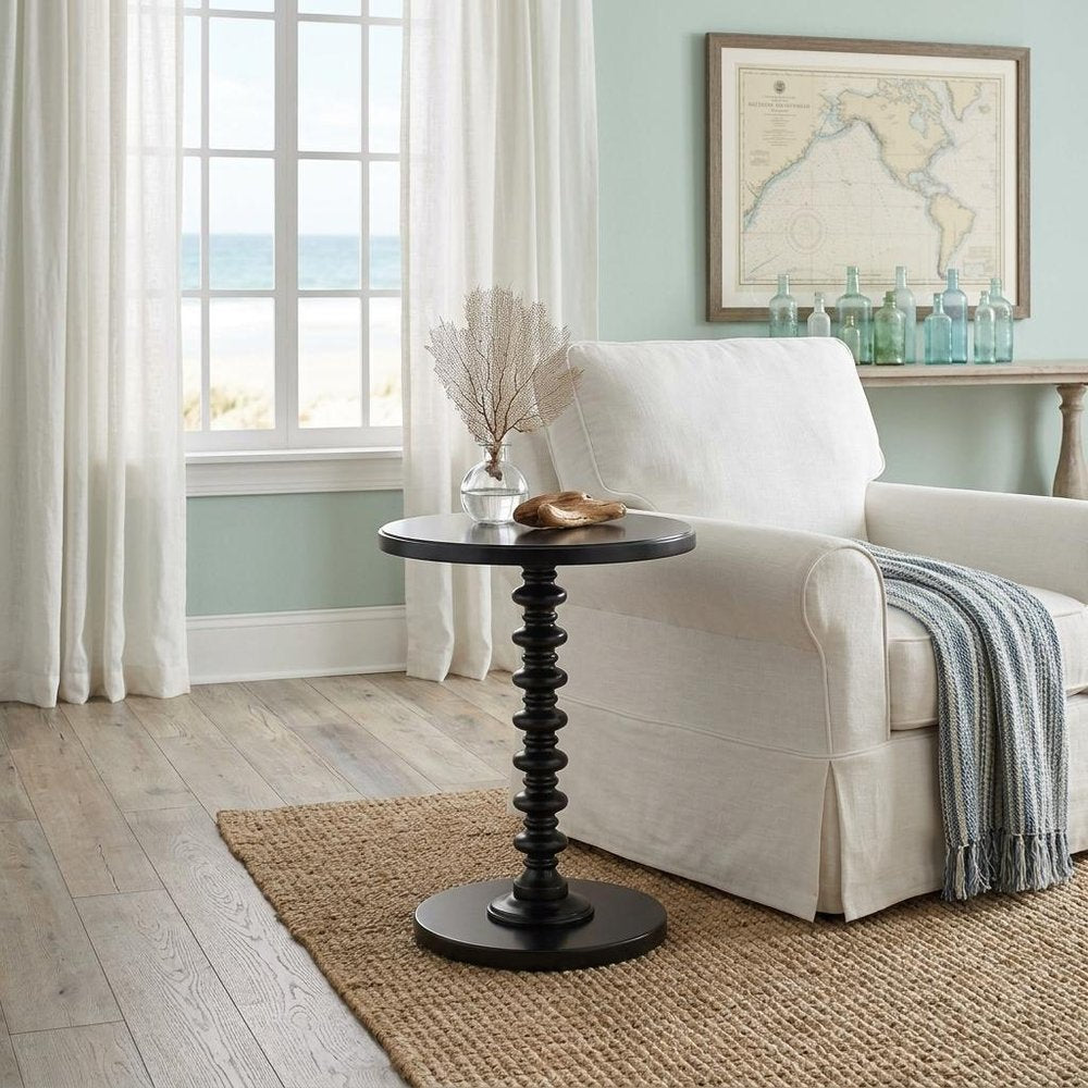 22" White Wood Round Curvy Pedestal End Table HomeRoots