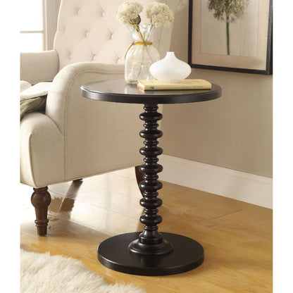 22" Brown Solid Wood Round Pedestal End Table