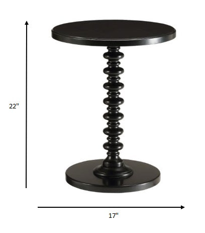 22" Brown Solid Wood Round Pedestal End Table