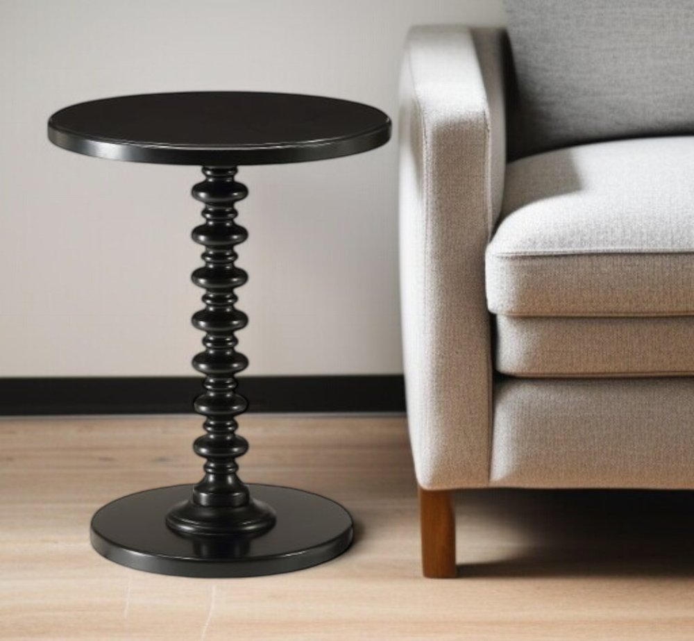 22" White Wood Round Curvy Pedestal End Table HomeRoots