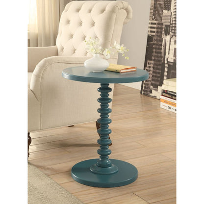 22" Brown Solid Wood Round Pedestal End Table