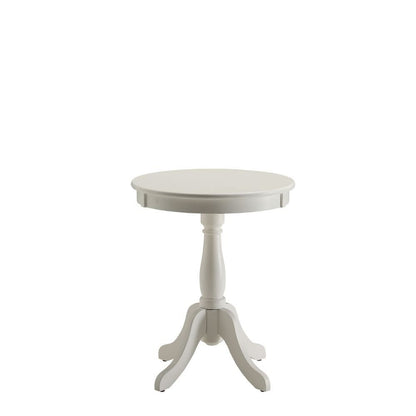 22" White Wood Round Pedestal End Table HomeRoots