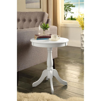22" Black Wood Round Pedestal End Table HomeRoots
