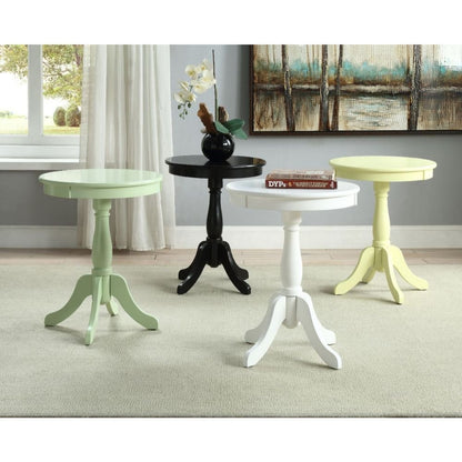 22" Black Wood Round Pedestal End Table HomeRoots