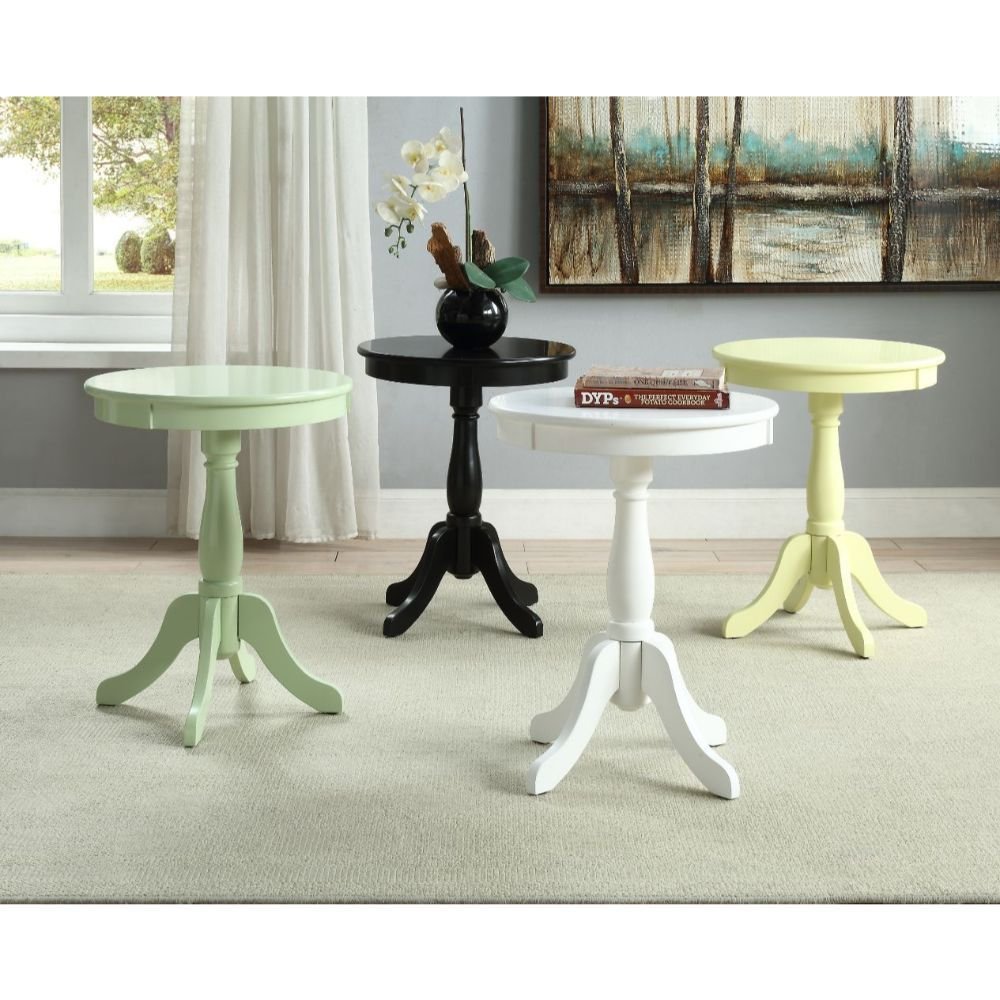22" White Wood Round Pedestal End Table HomeRoots