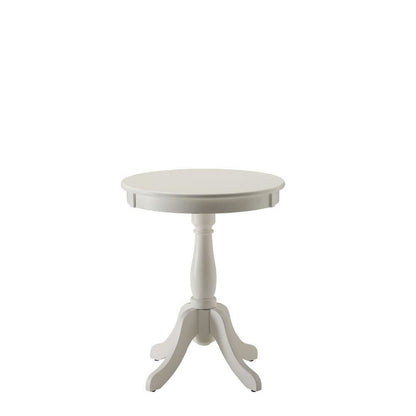 22" White Wood Round Pedestal End Table HomeRoots
