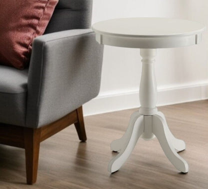 22" Black Wood Round Pedestal End Table HomeRoots