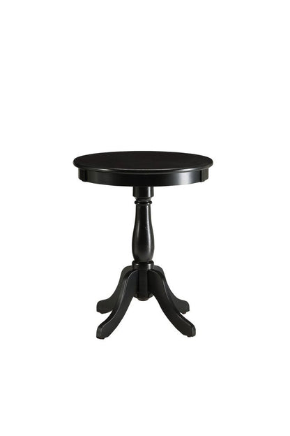 22" Black Wood Round Pedestal End Table HomeRoots
