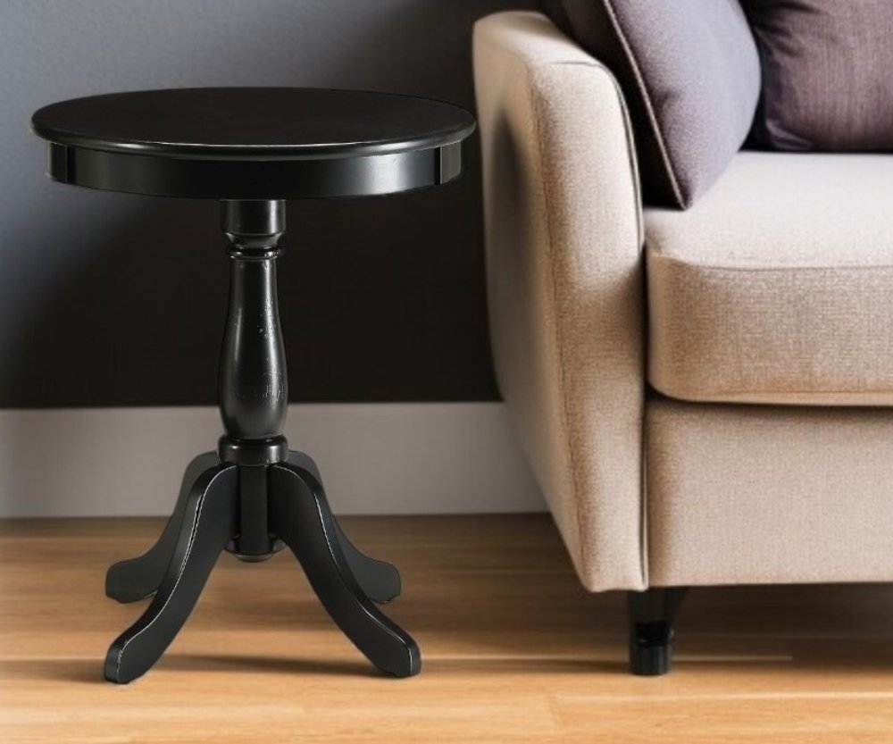 22" White Wood Round Pedestal End Table HomeRoots