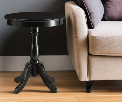 22" White Wood Round Pedestal End Table HomeRoots