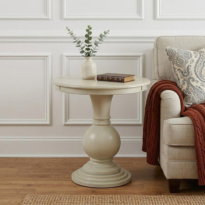 26" White Solid And Manufactured Wood Round End Table HomeRoots