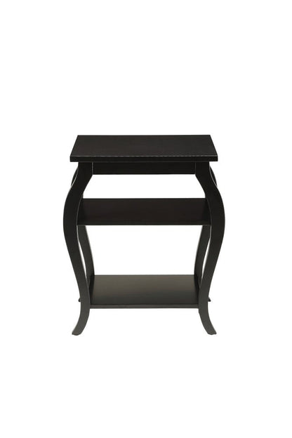 23" Brown Wood Bow Leg End Table With Two Shelves HomeRoots