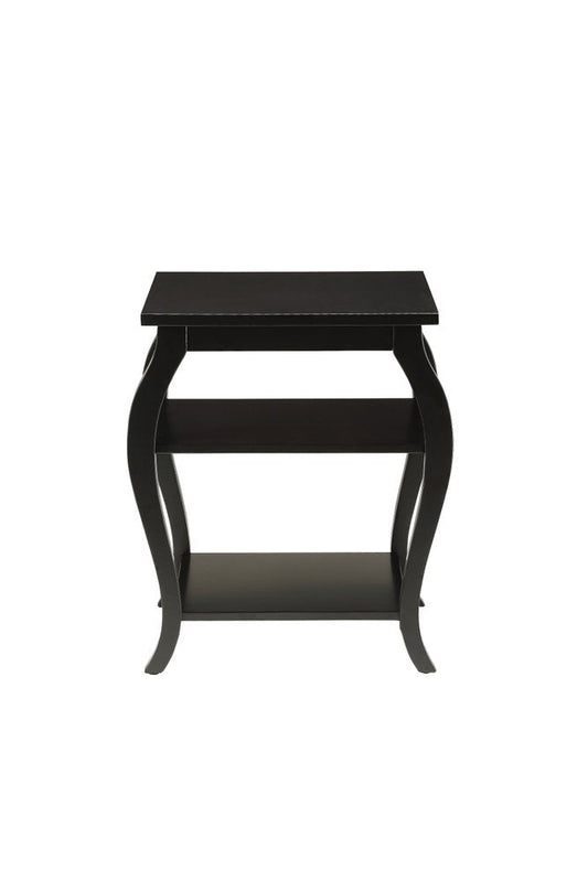 23" Brown Wood Bow Leg End Table With Two Shelves HomeRoots