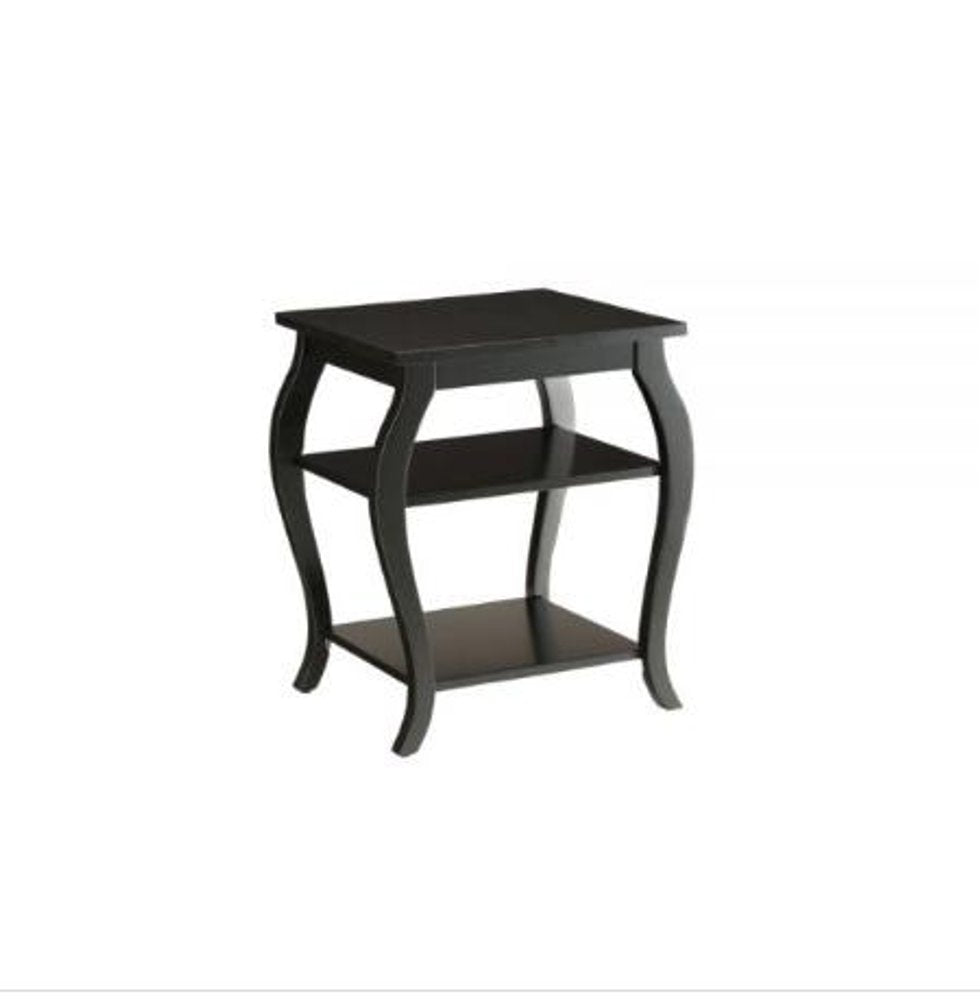 23" Brown Wood Bow Leg End Table With Two Shelves HomeRoots