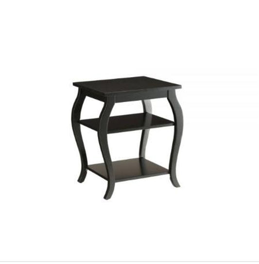 23" Brown Wood Bow Leg End Table With Two Shelves HomeRoots