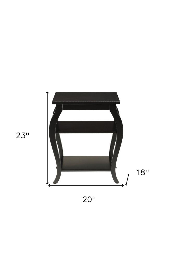 23" Brown Wood Bow Leg End Table With Two Shelves HomeRoots