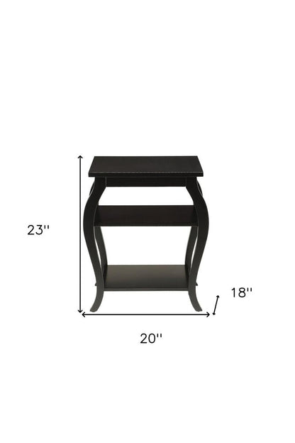 23" Brown Wood Bow Leg End Table With Two Shelves HomeRoots