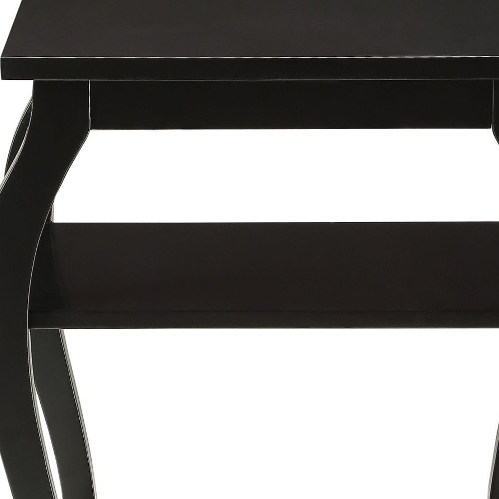 23" Brown Wood Bow Leg End Table With Two Shelves HomeRoots