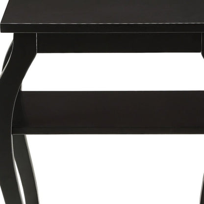 23" Brown Wood Bow Leg End Table With Two Shelves HomeRoots