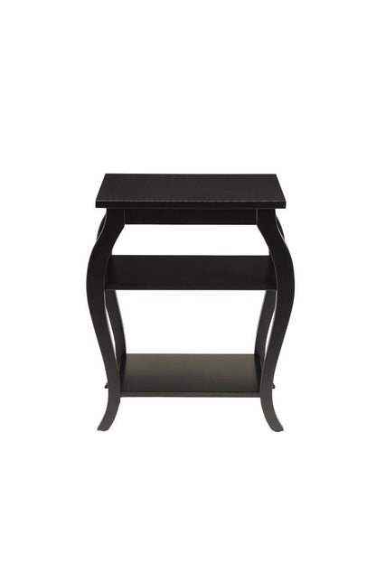 23" Brown Wood Bow Leg End Table With Two Shelves HomeRoots