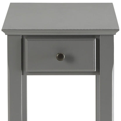 23" Gray Wood End Table With Drawer And Shelf