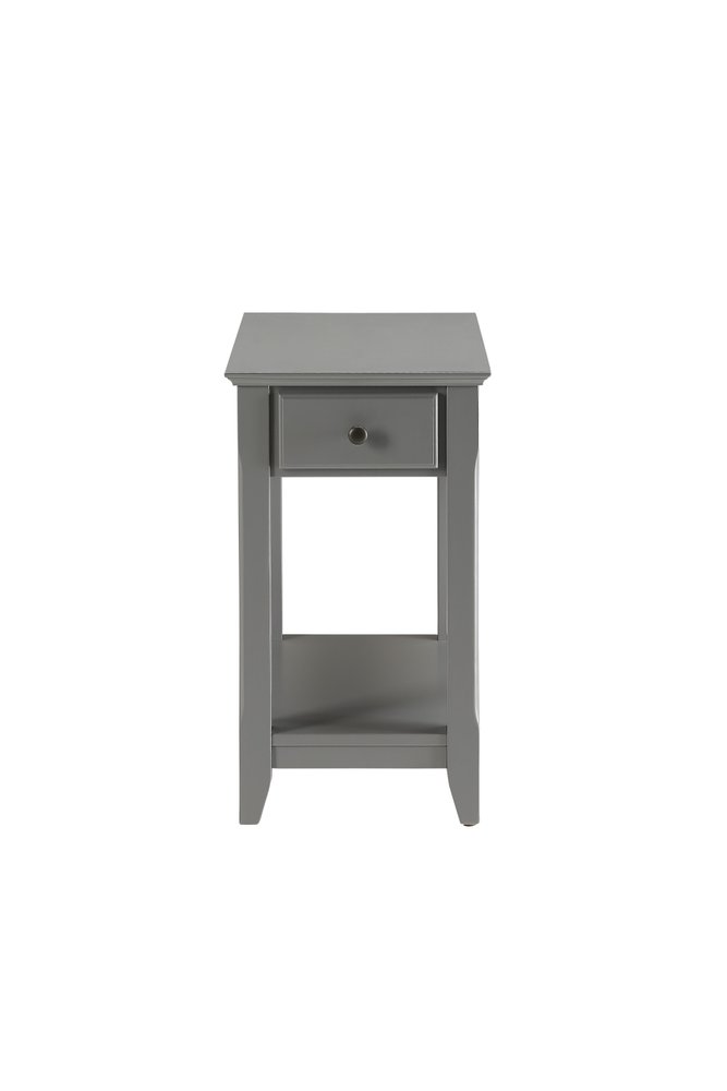 23" Gray Wood End Table With Drawer And Shelf