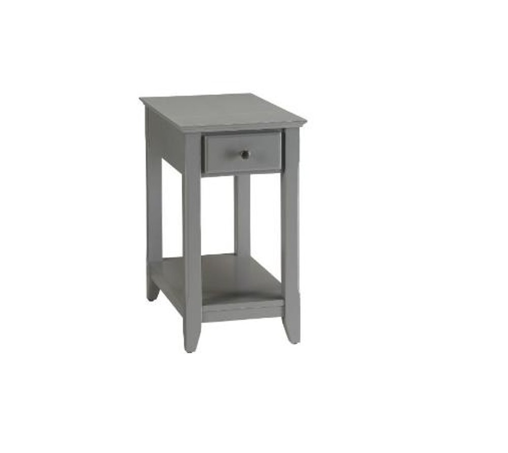 23" Gray Wood End Table With Drawer And Shelf — view 7