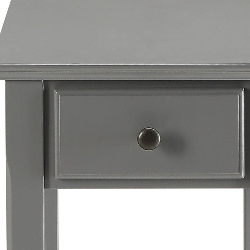 23" Gray Wood End Table With Drawer And Shelf