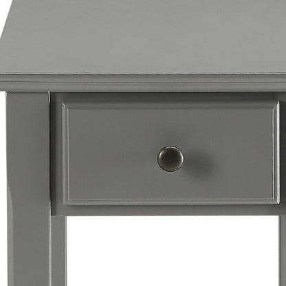 23" Gray Wood End Table With Drawer And Shelf