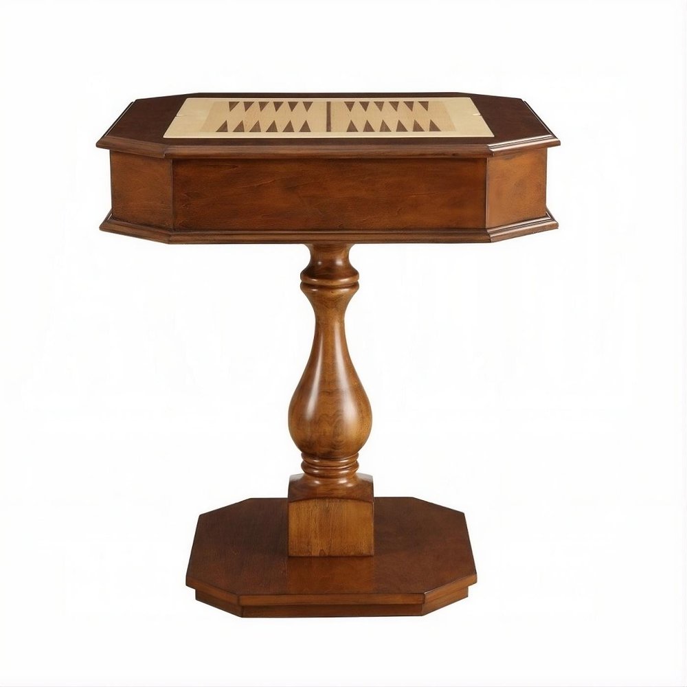 28" Brown Cherry Octagonal Game Table With Drawer HomeRoots