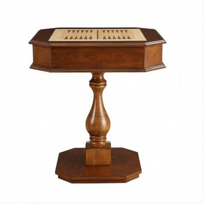 28" Brown Cherry Octagonal Game Table With Drawer HomeRoots