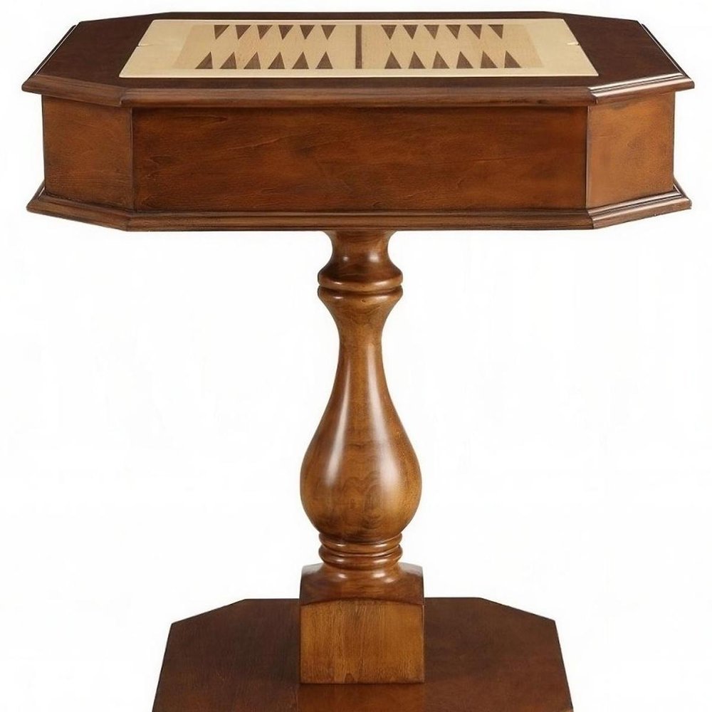 28" Brown Cherry Octagonal Game Table With Drawer HomeRoots