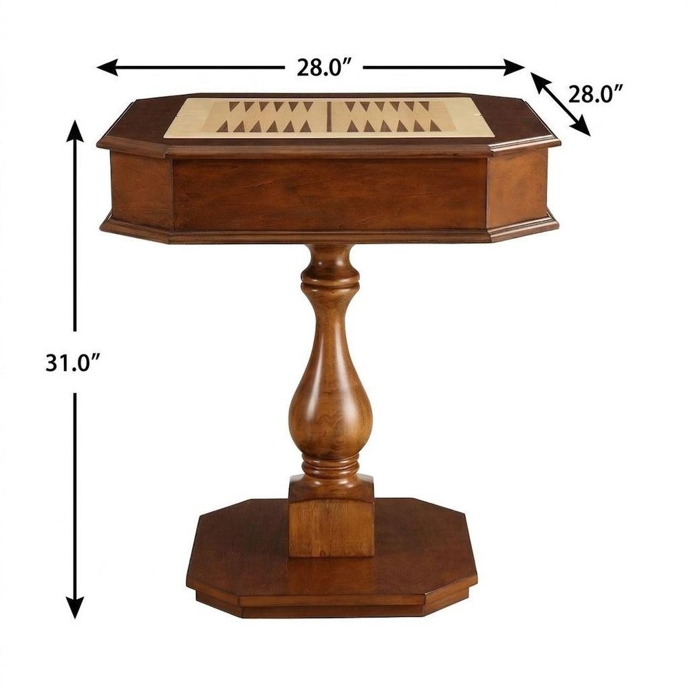 28" Brown Cherry Octagonal Game Table With Drawer HomeRoots