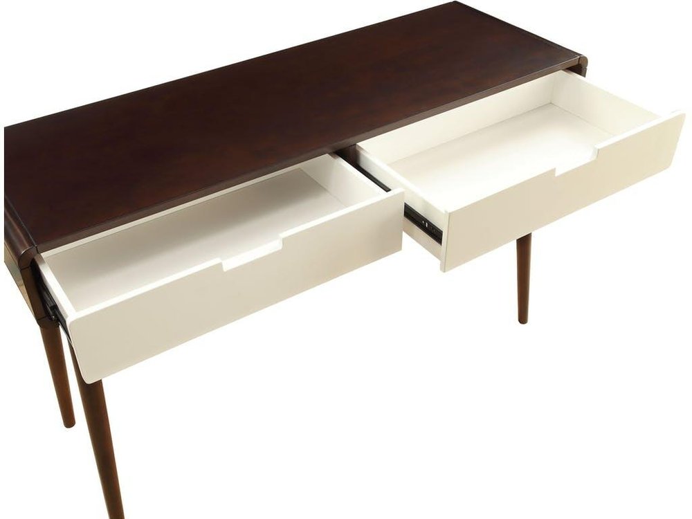 Mahogony And White Double Drawer Console Table HomeRoots