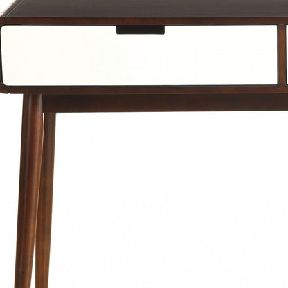 Mahogony And White Double Drawer Console Table HomeRoots