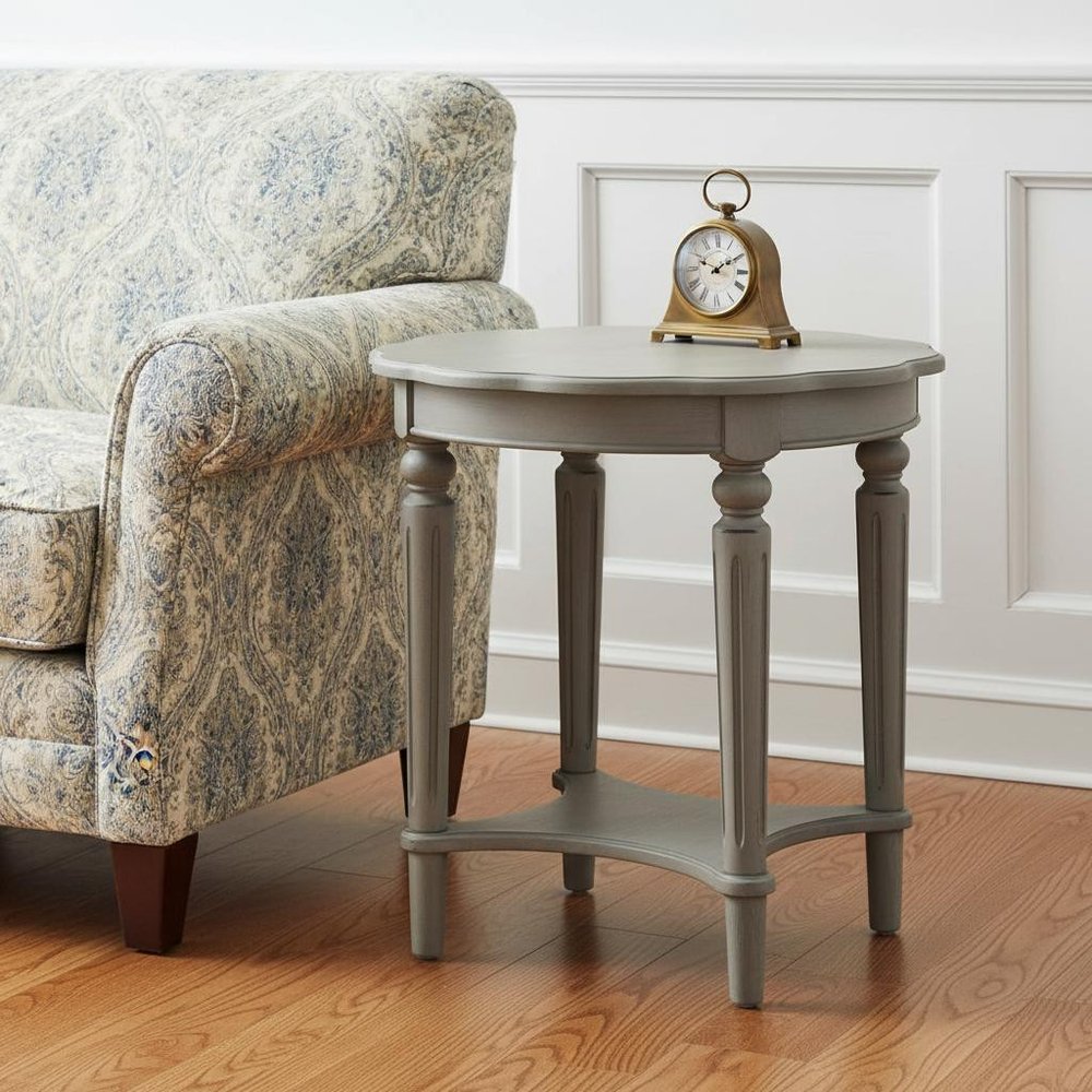 24" Off White Solid Wood Oval End Table With Shelf HomeRoots
