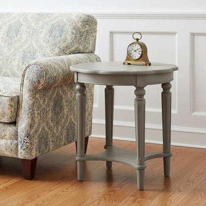 24" Off White Solid Wood Oval End Table With Shelf HomeRoots