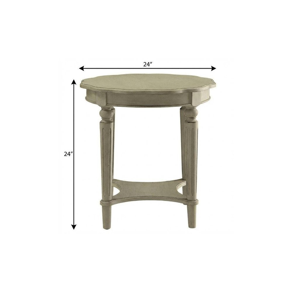 24" Off White Solid Wood Oval End Table With Shelf HomeRoots