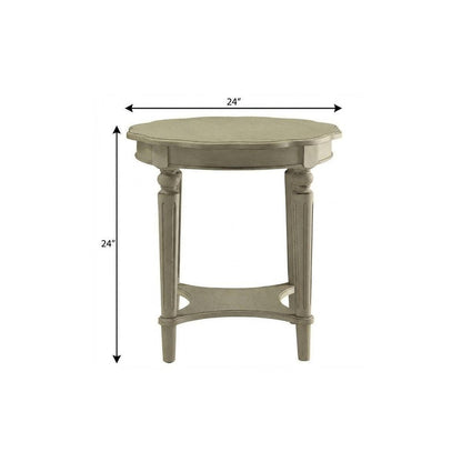 24" Off White Solid Wood Oval End Table With Shelf HomeRoots
